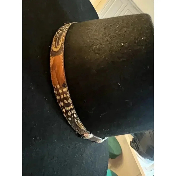 MENS WOOL BLACK WESTERN HAT WITH BEADED CHIN STRAP SIZE MEDIUM - Picture 7 of 10